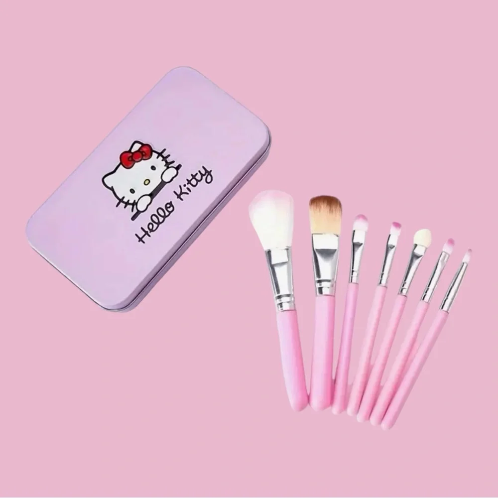 Hello Kitty 7pc Full Face Makeup Brush Set in Tin • Brand New